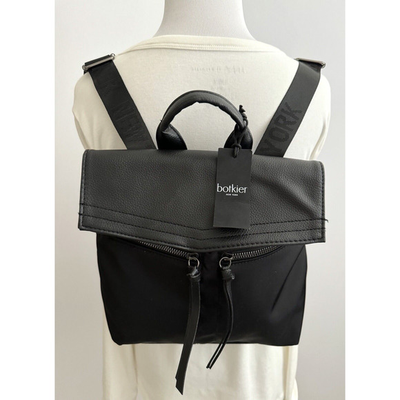 Botkier New York Trigger Backpack Small Black Polyester Lightweight Pockets NWT - Picture 1 of 12